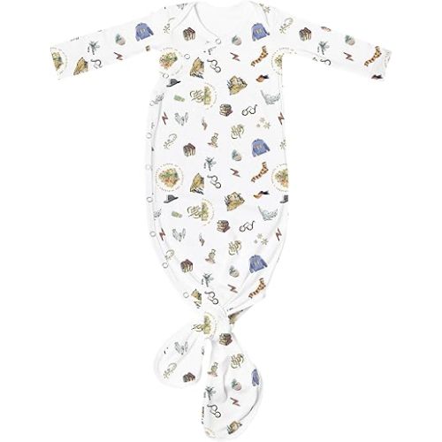 Copper Pearl Baby Gown - Knotted Newborn Sleepers for Baby Boy and Girl, Soft Stretchy Long Sleeve Infant Gowns with Bottom Tie and Hand Mittens, Perfect Hospital Coming Home Outfit (Wizarding World)