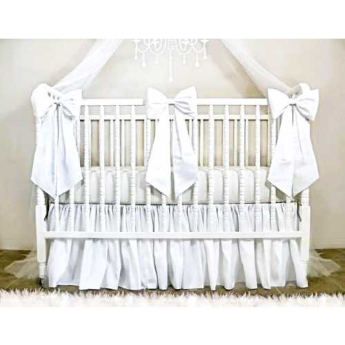 White Taffeta Crib Set with 2 or 3 Crib Bows with 18" long sashes - Free shipping!