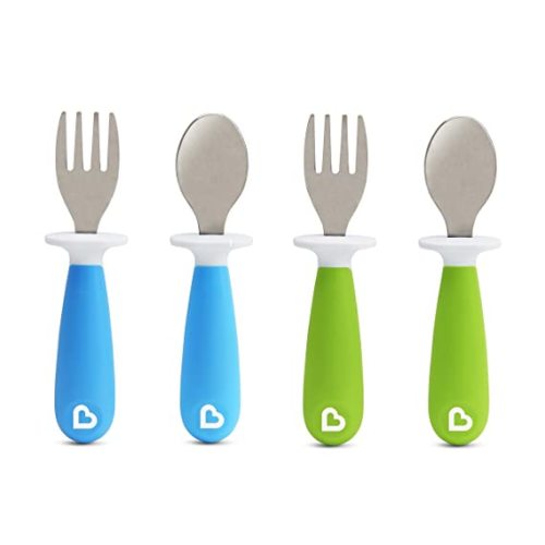 Munchkin® Raise™ Toddler Fork and Spoon Utensil Set, 4 Pack, Blue/Green - 4 Count (Pack of 1)