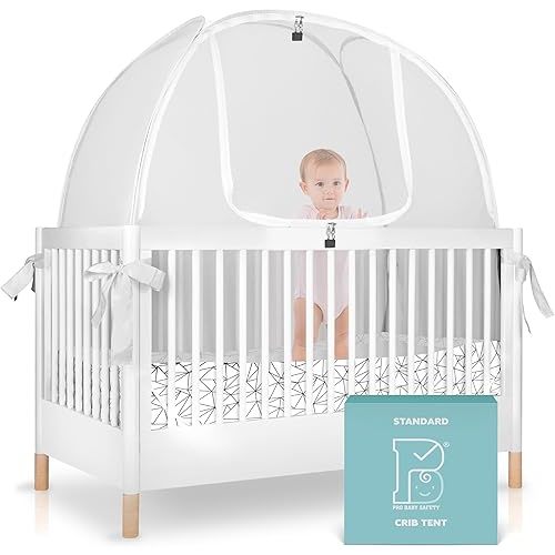 Breathable Mesh Crib Tent to Keep Baby from Climbing Out, Crib Net Canopy with Auto-Lock Zipper and Safety Latch, Crib Net to Keep Baby in, Crib Cover for Safety (Mosquiteros para Cunas de Bebes)