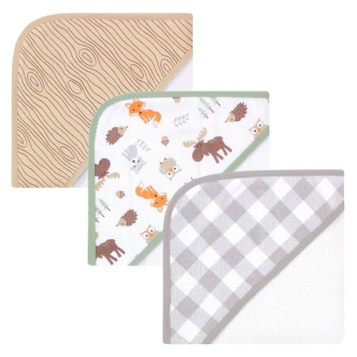 Hudson Baby Infant Boy Cotton Rich Hooded Towels, Woodland, One Size