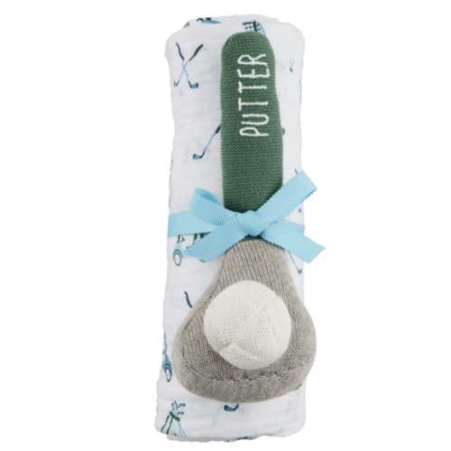 Boy Golf Swaddle And Rattle Set