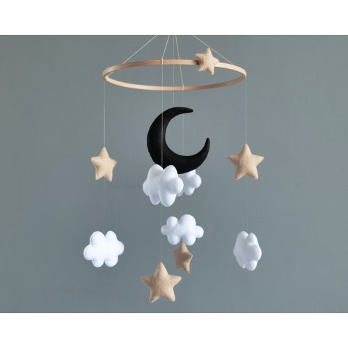 Baby mobile Moon and stars nursery mobile baby Monochrome nursery decor Black and white baby mobile Gender neutral nursery Goth baby gift