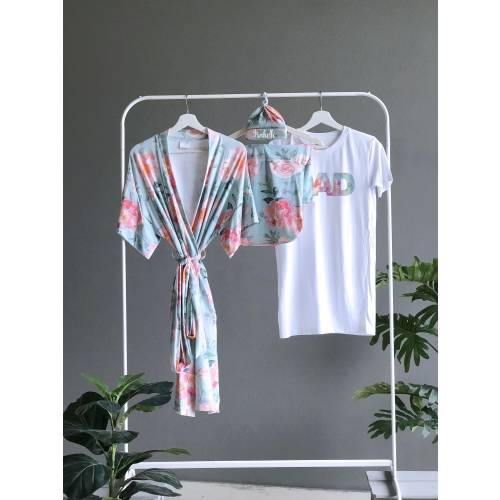 Maternity Labor Delivery Nursing Hospital Robe Baby Girl Swaddle Blanket Personalized hat Matching dad shirt Christmas Baby hospital outfit