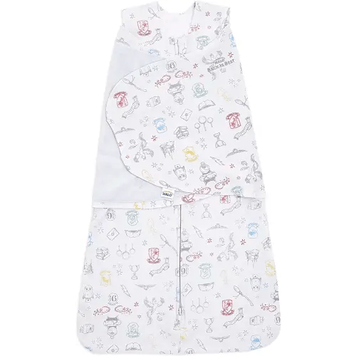 HALO 100% Cotton Sleepsack Swaddle, 3-Way Adjustable Wearable Blanket, TOG 1.5, Harry Potter Enchanted, Newborn, 0-3 Months