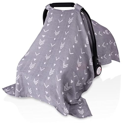 Metplus Car Seat Cover Baby boy, 100% Muslin Cotton Infant Carseat Covers, Lightweight Breathable Car Seat Canopy, Summer Stroller Sun Shade, Newborn Travel Essentials(Arrow)