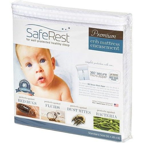 SafeRest Zippered Mattress Protector - Premium 6 Inch Waterproof Mattress Cover for Bed - Breathable & Noiseless Washable Mattress Encasement - Crib