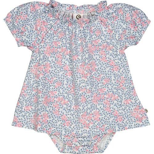 by Green Cotton Petit Flower Printed Puff Sleeve Dress for Baby Girls, GOTS Organic Certified Cotton Blend