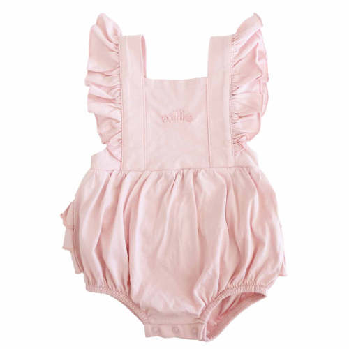 Personalized Cross Back Ruffle Bubble Romper
