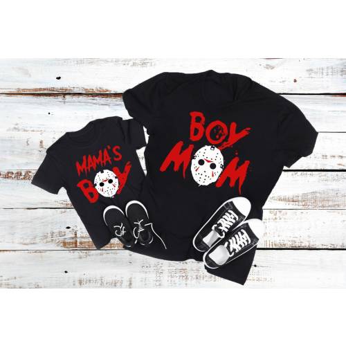 Boy Mom - Mamas Boy Shirt - Horror Clothing - Matching Mom and Baby Boy Shirt Set - Friday - Toddler and Infant