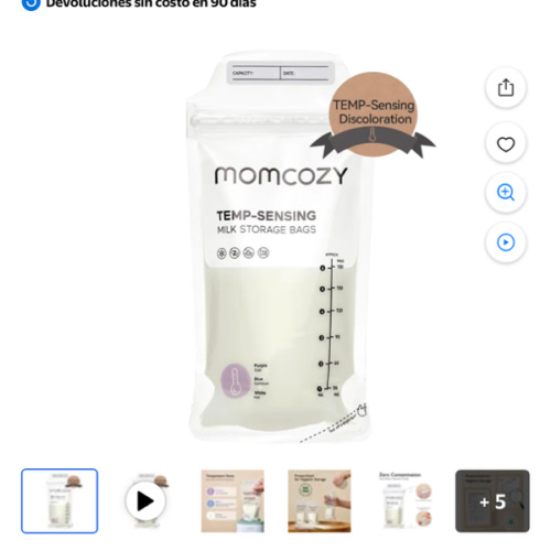 Momcozy Bolsas de Almacenamiento de Leche Materna 120 Uds, Bolsa de Almacenamiento para Lactancia con Decoloración Temp-Sensing 6oz/180ml es elegible para HSA/FSA