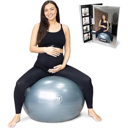 BABYGO® Birthing Ball for Pregnancy & Labor + Our Award Winning Book - Exercise, Birth & Recovery Plan, 5X Stronger Than a Yoga Ball with Eco Friendly Material