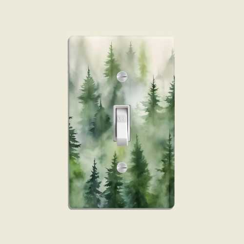 Woodland Nursery Light Switch Cover, Forest Themed Switch Plate for Baby Room, Mountain Adventure Rocker Plate, Custom Outlet, Rustic Decor