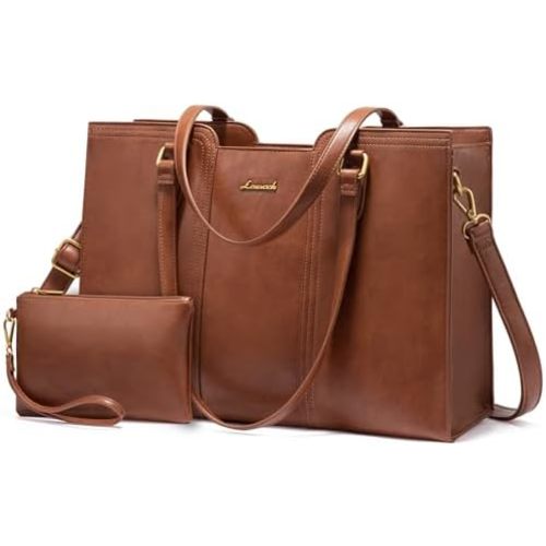 LOVEVOOK Laptop Bag for Women - Waterproof Work Bag for Women & Vintage Laptop Tote Purse with Wristlet