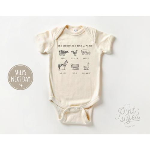 Old McDonald Had a Farm Baby Onesie® - Nursery Rhyme Bodysuit - Cute Farm Animal Natural Onesie®