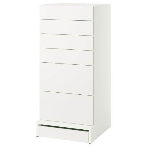 SMÅSTAD / UPPFÖRA 6-drawer chest - white/white 23 5/8x25 5/8x53 1/2 "