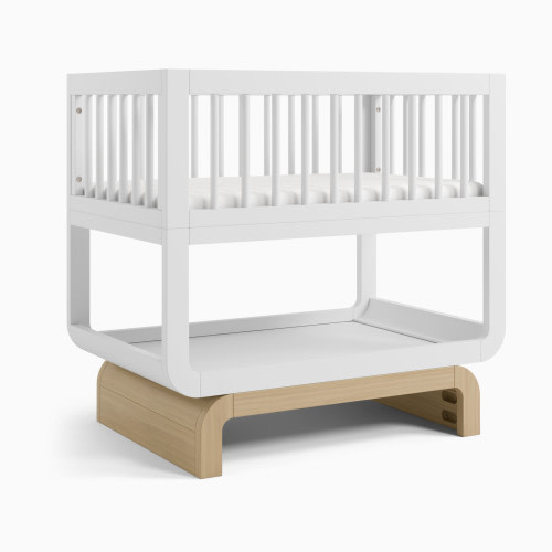 Storkcraft Santorini Deluxe 3-in-1 Convertible Bassinet - White With Driftwood