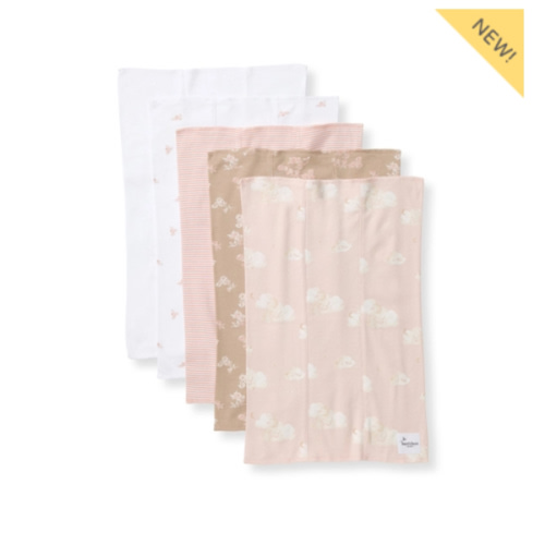 Whimsical Floral Organic Cotton Burp Cloths 5 Pack