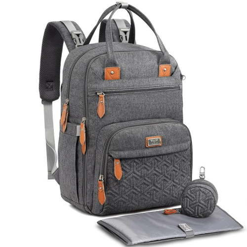 WelaVila Diaper Bag Backpack, Stylish Diaper Bags for Modern Parents, Large, Dark Gray