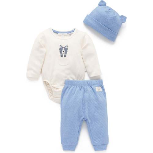 3 Piece Gift Set Bluestone Melange - Purebaby Mixed Apparel Set | Maisonette