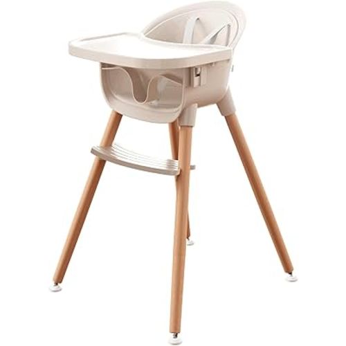 Fodoss 3-in-1 Wooden High Chair for Babies and Toddlers,Convertible Easy Clean Infant Highchair,Modern Design Silla para Comer De Bebe
