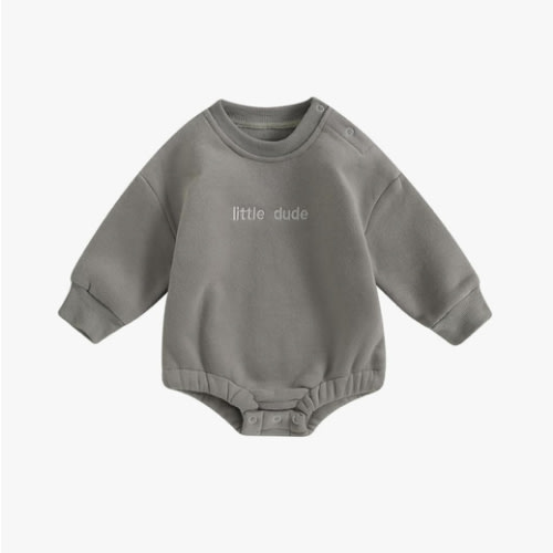 VISGOGO Newborn Infant Baby Boy Girls Oversized Romper Little Dude Sweater Onesie Coming Home Outfit Neutral Clothes