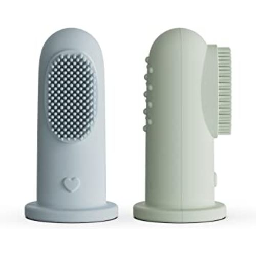 Moonkie Baby Toothbrush Finger Toothbrush Oral Cleaner Kit for 3 Months +, 2 Pcs (Cloud/Mint)