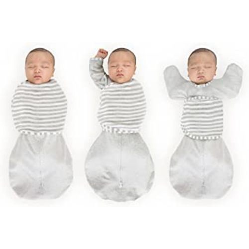 SwaddleDesigns Omni Swaddle Sack for Newborn, Transitional Swaddle Sack with Wrap & Arms Up Sleeves & Mitten Cuffs, Easy Transition Swaddle Sleep Sack, Heathered Stripes, Small, 0-3 Months