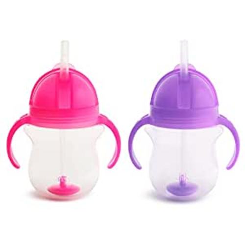 Amazon.com: Munchkin® Any Angle™ Weighted Straw Trainer Cup with Click Lock™ Lid, 7 Ounce, 2 Pack, Pink/Purple : Home & Kitchen