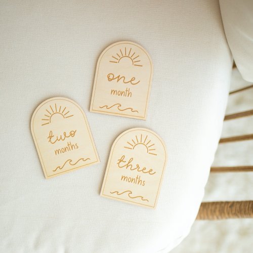 Ocean Wave Sun Baby Milestones Monthly Milestone Set Baby Milestone Wooden Markers Baby Milestone Cards Baby Milestone Blocks Monthly Cards