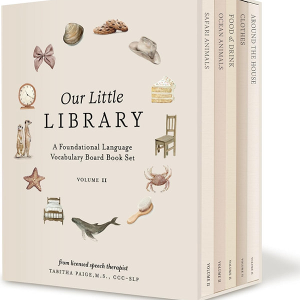 Our Little Library Vol. 2: First 100 Words Board Book Box Set, including Ocean Animals, Safari Animals, Food and Drink, Clothes, and Around the House (Tabitha Paige Children's Book Series)
