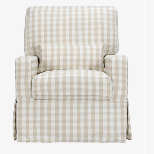 Crawford Pillowback Comfort Swivel Glider in Gingham