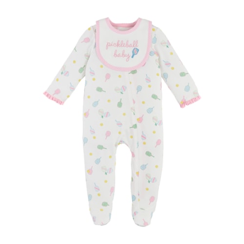 Pink Pickleball Baby Sleeper And Bib Set | Mud Pie
