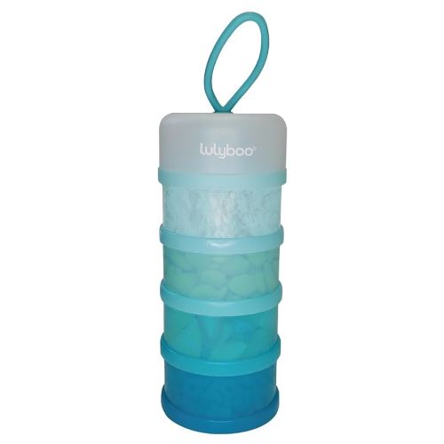 Lulyboo Baby & Toddler On-The-Go 4 Cup Stacker, Stackable Food Storage for Snacks and Formula, Aqua