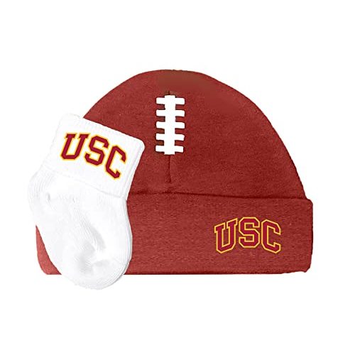 Future Tailgater Southern Cal USC Trojans Licensed Baby Football Cap and Socks Set White