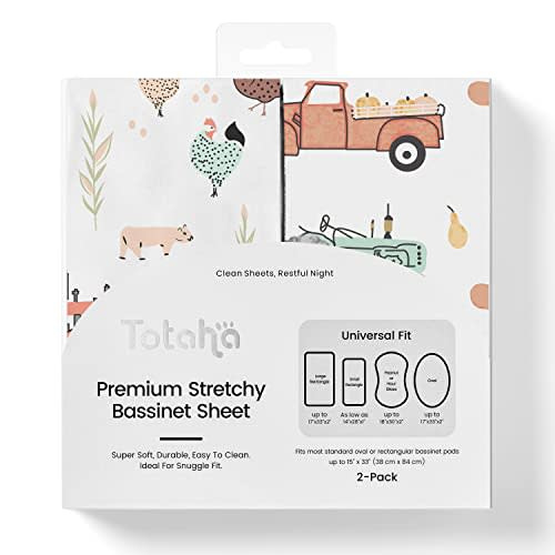 TotAha Premium Stretchy Bassinet Cradle Sheets (2-Pack) -Hypoallergenic, Silky Comfort, Buttery Soft, Calming Effect, All-Season Jersey-Knit Sheets, 32 X 16 X 3'' Halloween Pumpkin
