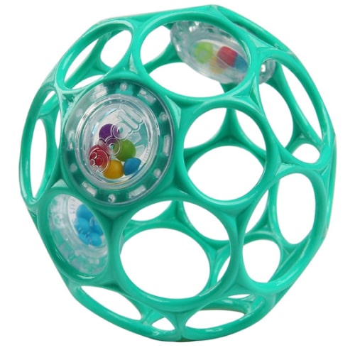 Bright Starts Oball Easy-Grasp Rattle BPA-Free Infant Toy in Teal, Age Newborn and up, 4 Inches