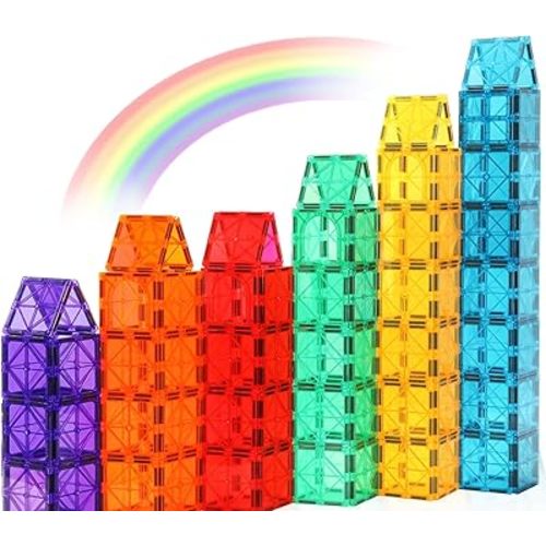 Gemmicc Magnetic Tiles, Magnet Toys Building Blocks for Kids, STEM Approved Educational Toys,Magnet Puzzles Stacking Blocks for Boys Girls,72 PCS Advanced Set