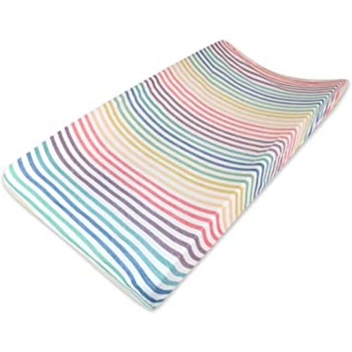 HonestBaby Girls Organic Cotton Changing Pad Cover, Rainbow Stripe, One Size