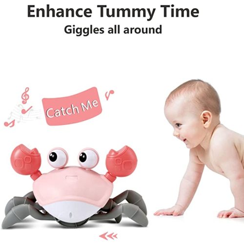 control future Baby Girl Toys Tummy Time: Pink Crawling Crab Babies Montessori Toy Learning 36 Months 3 Year Old Birthday Infant Girls Valentines Day Gifts Stuff 0 1 2 Essentials