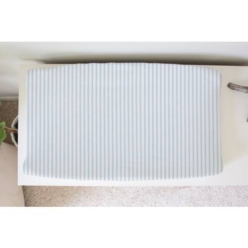 Lt Blue-Ticking-Changing-Pad-Cover