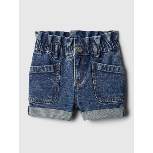 babyGap Just Like Mom Ruffle Denim Shorts in dark indigo, size: 18-24 M