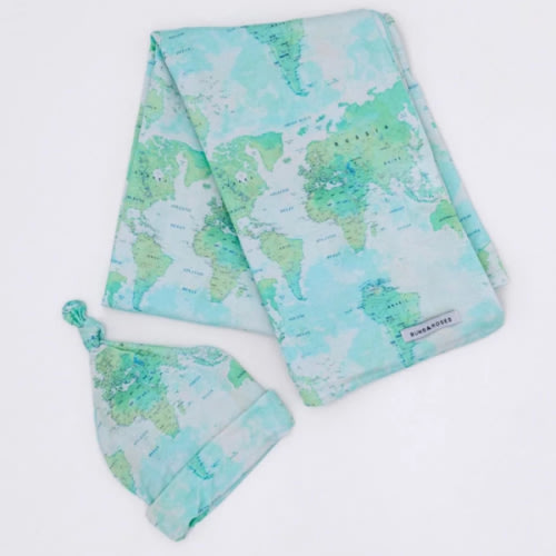 For What It's Earth Swaddle Beanie Set - Green