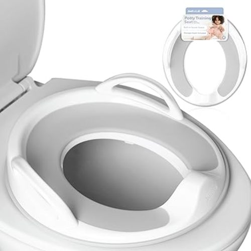 Jool Baby Potty Training Seat for Boys and Girls With Handles, Fits Round & Oval Toilets, Non-Slip with Splash Guard, Includes Free Storage Hook (Gray)