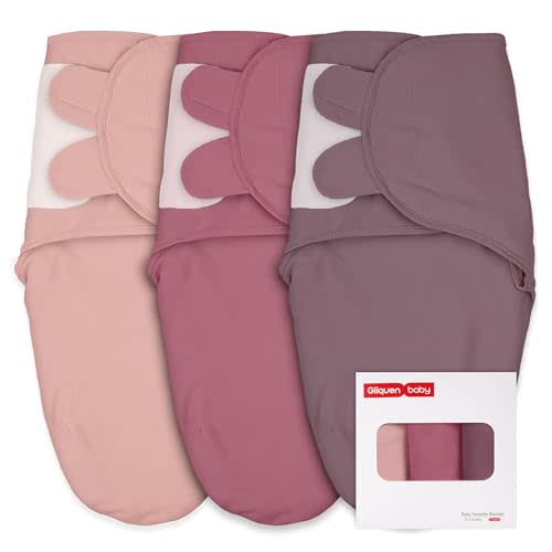 GLLQUEN BABY Girl Swaddles 0-3 Months - 3 Pack Baby Swaddles Sack for Newborn, Infant Sleep Sack, Easy Swaddling Wrap, Soft Color Gradient, Nursery Swaddle Blankets Essentials