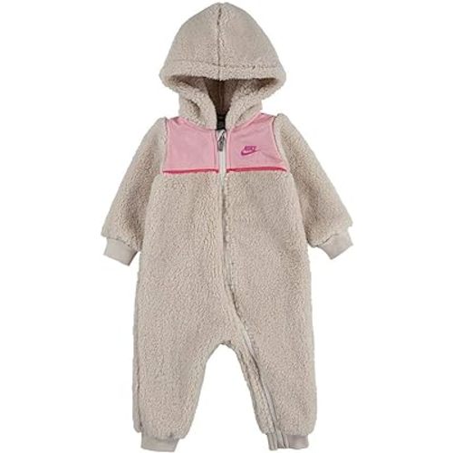Nike Baby Girl Sherpa Fleece Hooded Coverall (Light Orewood(06H118-X27)/Pink, 0-3 Months)