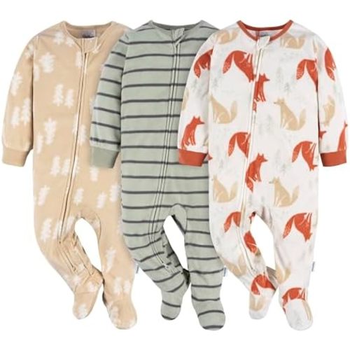 Gerber baby-boys Flame Resistant Fleece Footed Pajamas 3-pack