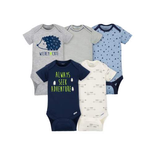 Gerber Baby Boy Short Sleeve Onesies Bodysuits, 5-Pack