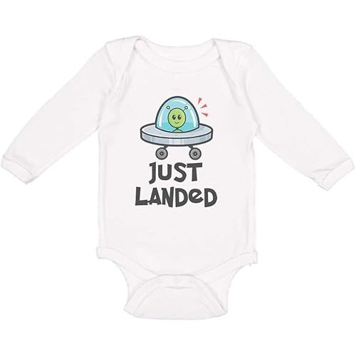 Baby Long Sleeve Bodysuit Novelty Just Landed Funny Humor Boy & Girl Clothes Cotton Baby Clothes White Newborn