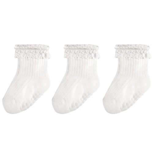 Baby Girl Ruffle Socks Non Slip Grip Socks Toddler Girls Cute Cotton Frilly Ankle Grippy Sock Newborn Infant Kids